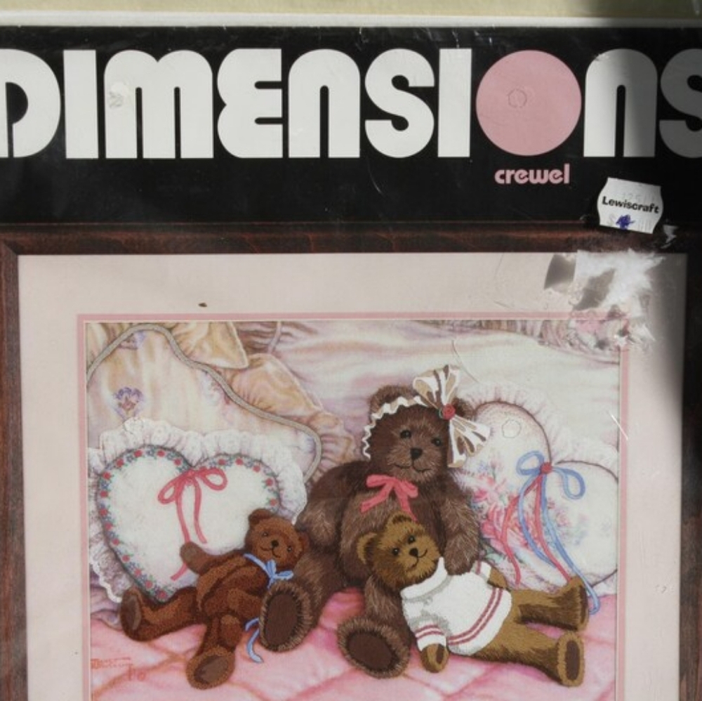 Vintage 1994 Dimensions Crewel needlepoint kit Naptime Bears 1445 Never Been Ope